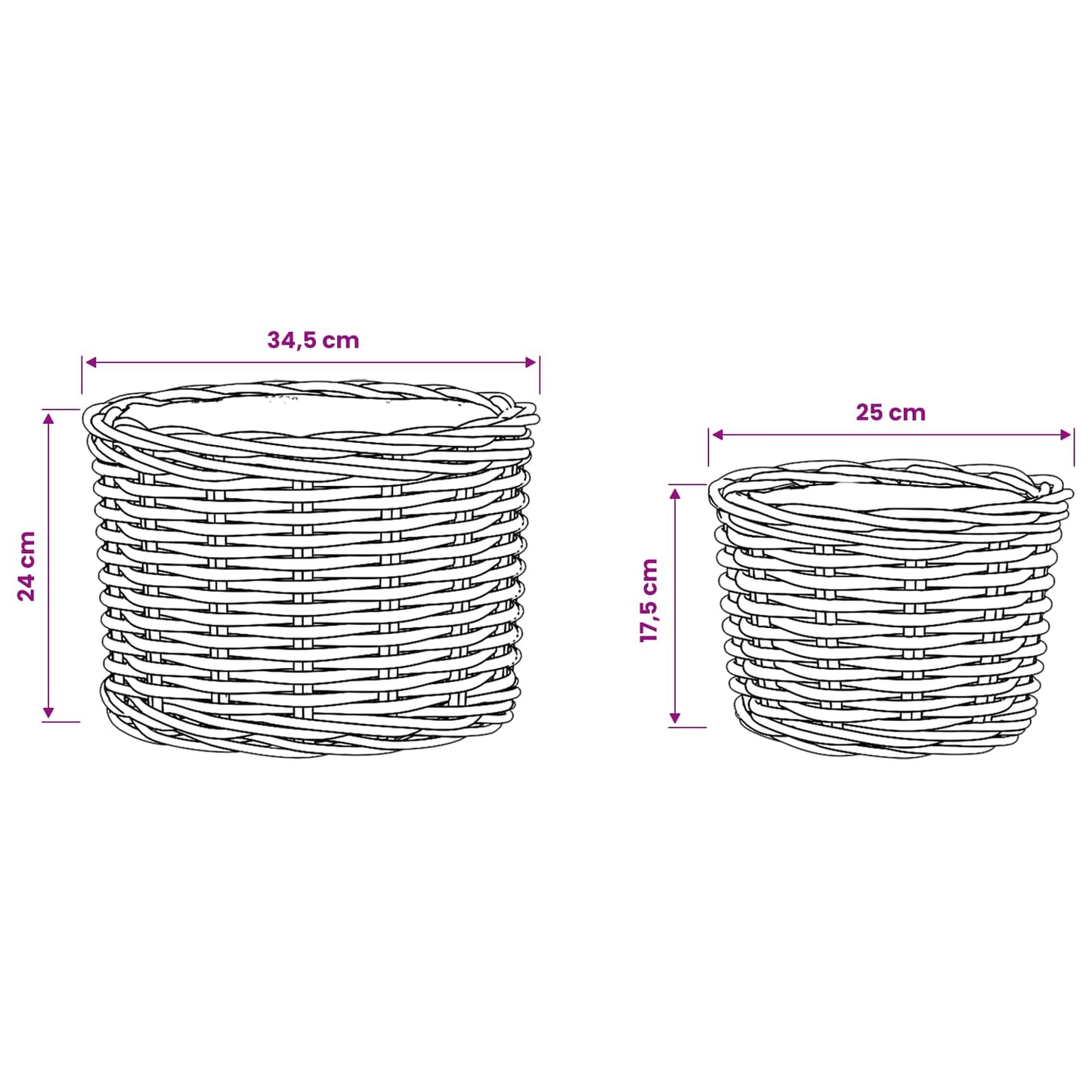 Planter Basket with Storage 2 pcs Natural Brown Kubu Rattan