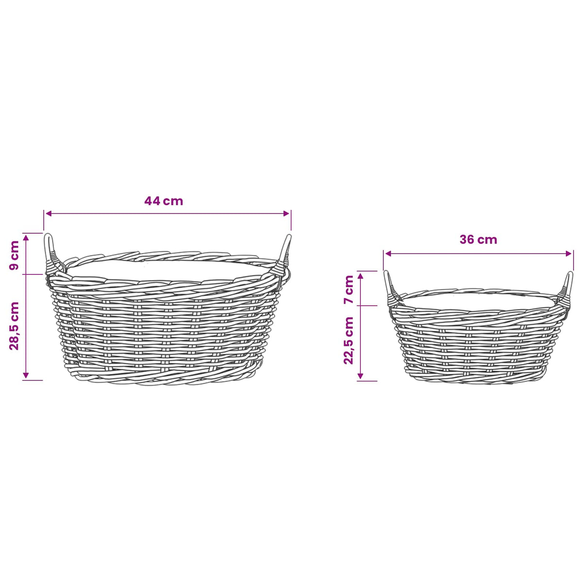 Planter Basket GENDT 2 pcs Natural Grey Kubu Rattan