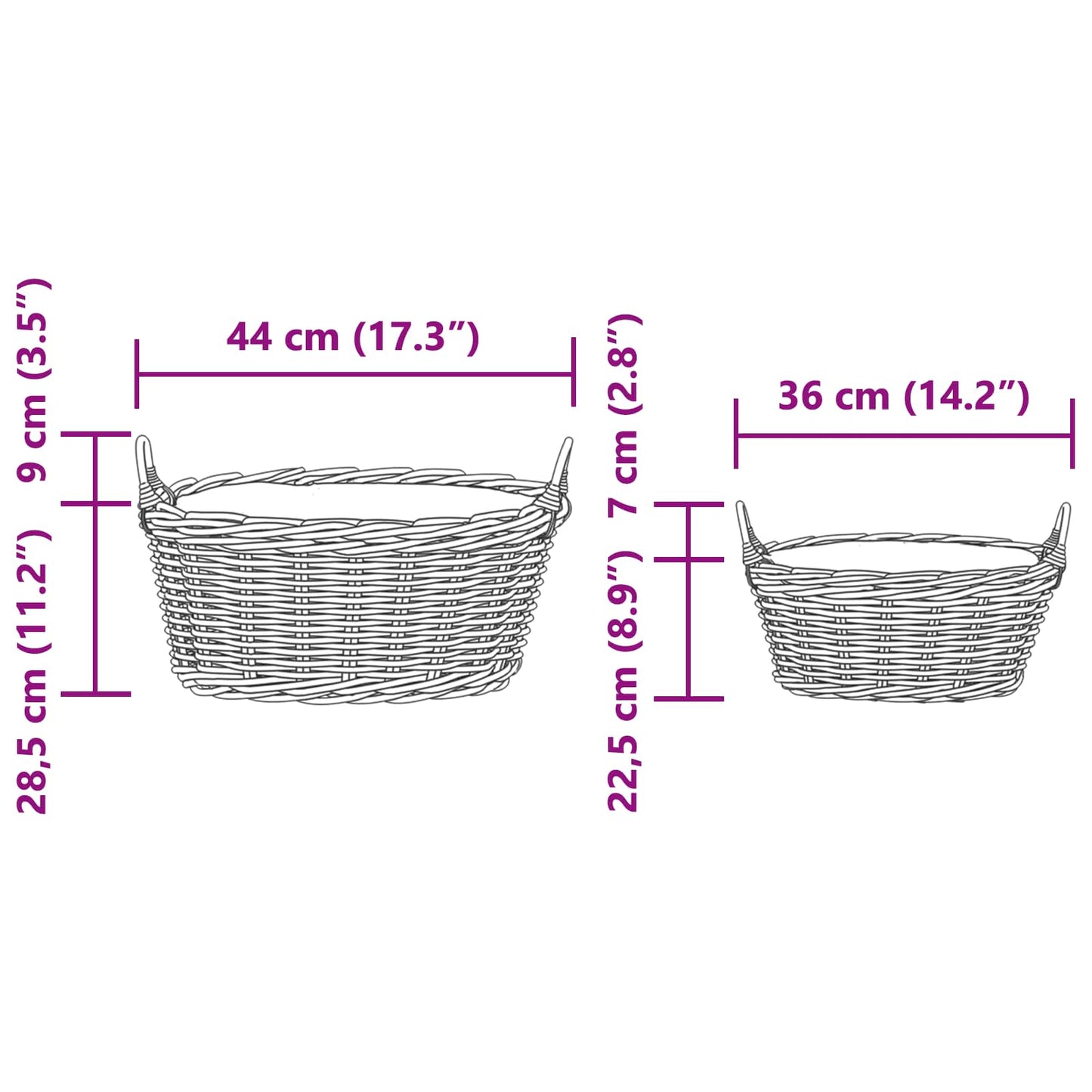 Planter Basket with Storage 2 pcs Brown Lacak Rattan