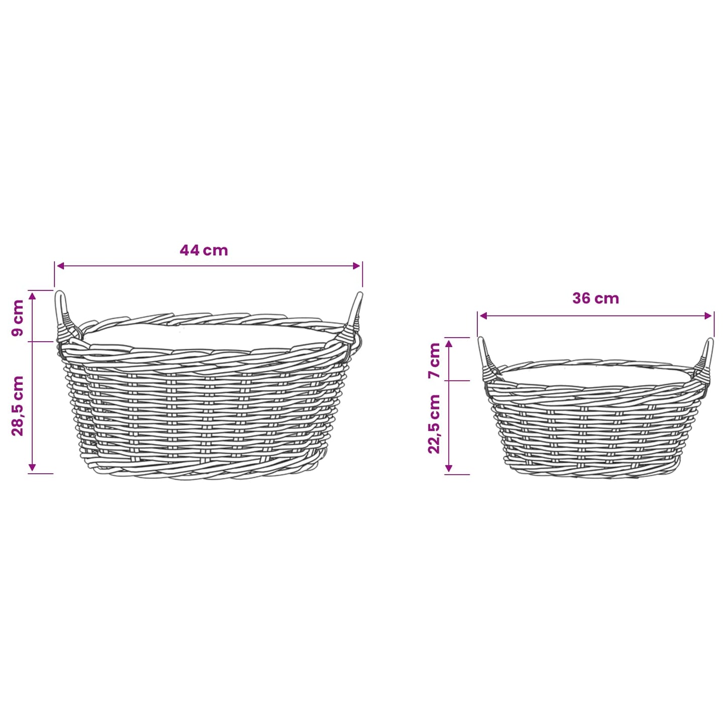 Planter Basket with Storage 2 pcs Natural Brown Lacak Rattan