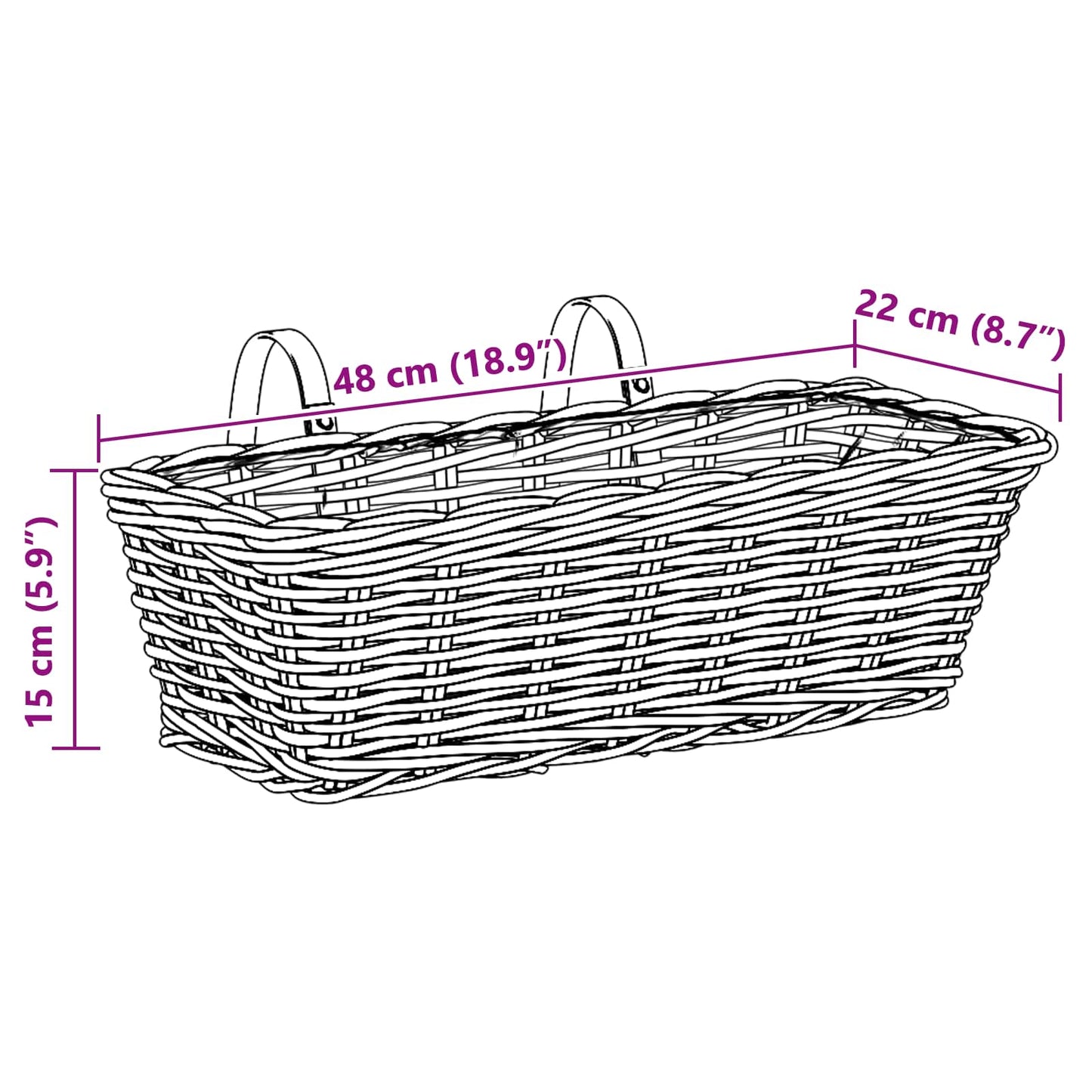 Hanging Planter Basket GENDT 2 pcs Natural Grey 48 x 22 x 15 cm