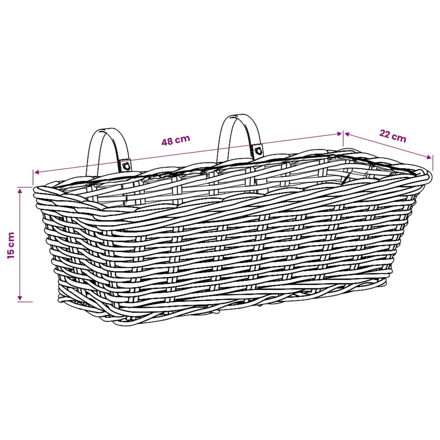 Hanging Planter Basket 2 pcs Natural Grey 48 x 22 x 15 cm