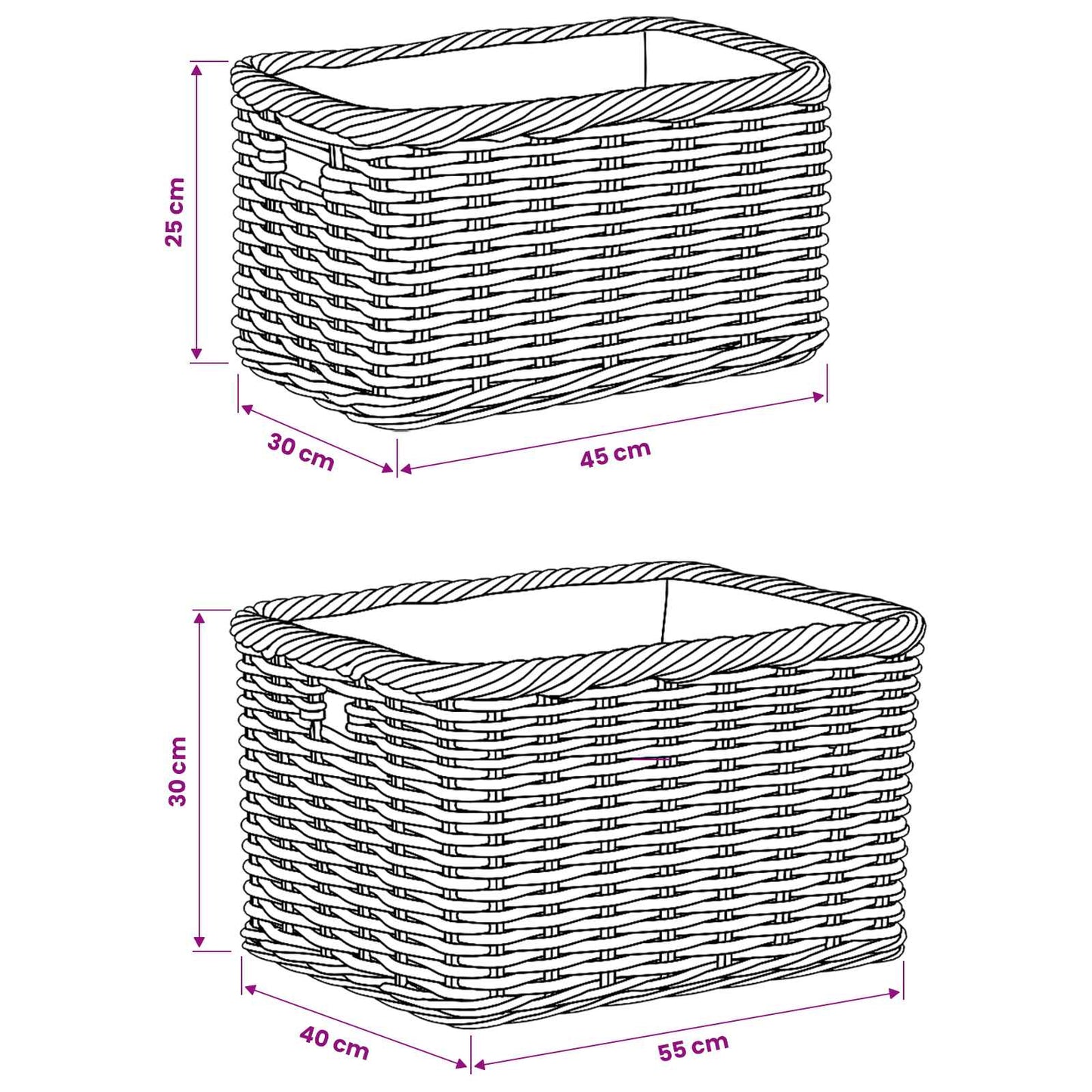Firewood Basket GENDT 2 pcs Natural Grey Kubu Rattan