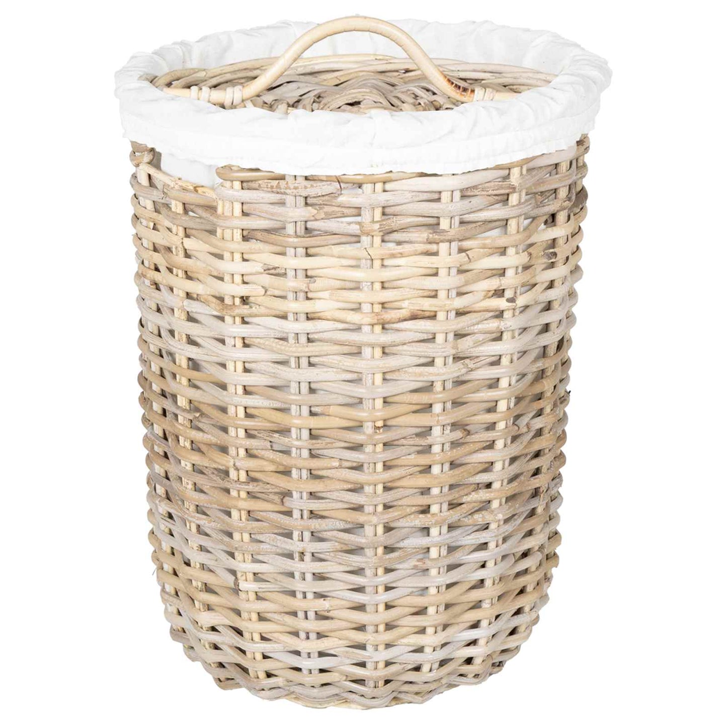 Laundry Basket with Lid 2 pcs Natural Grey Kubu Rattan