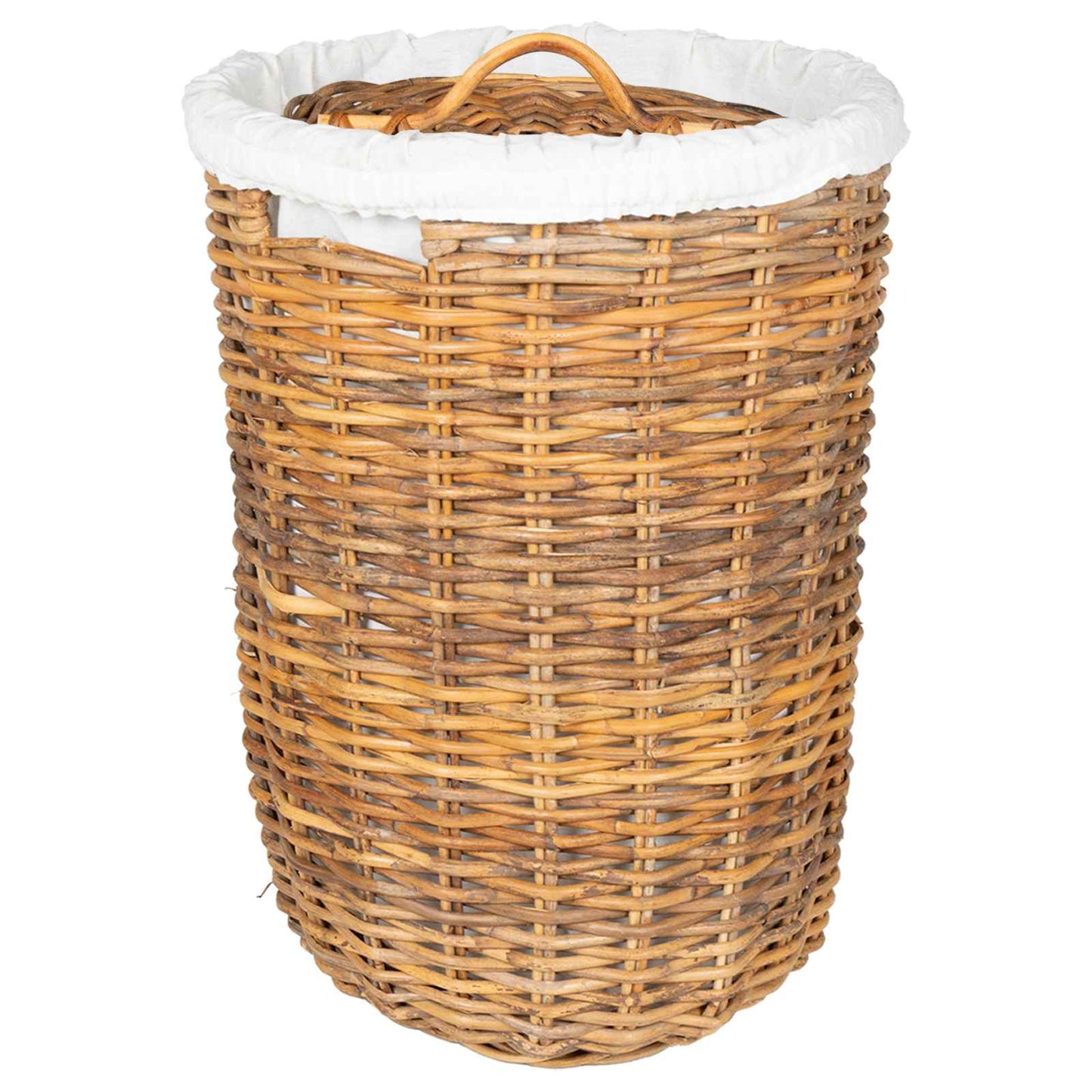 Laundry Basket with Lid 2 pcs Natural Brown Kubu Rattan