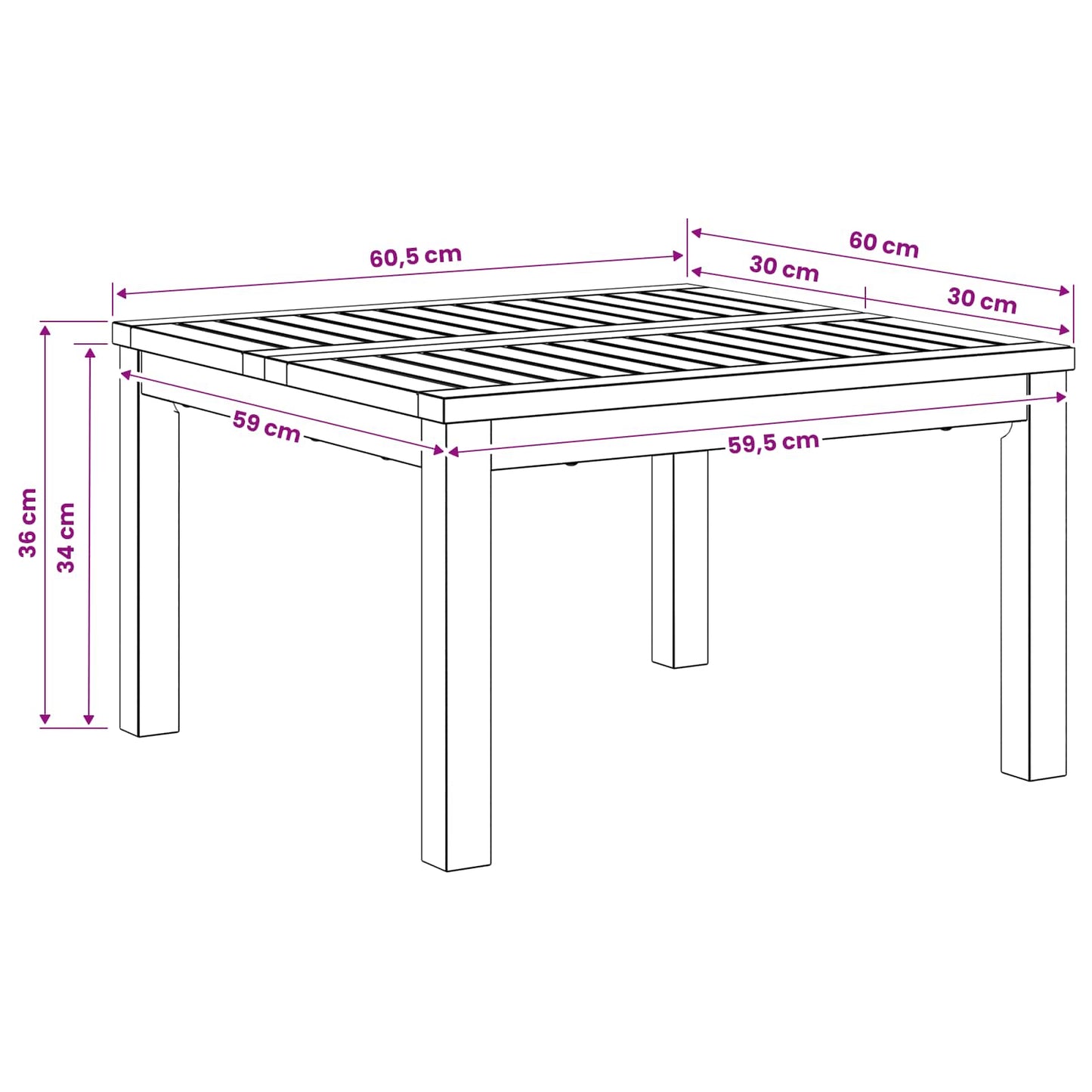 Coffee Table Natural 60 x 60.5 x 36 cm Solid Acacia Wood