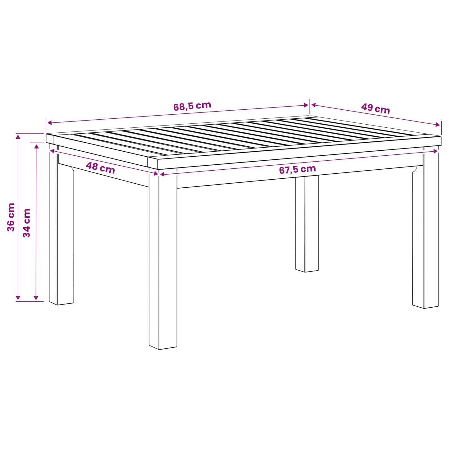 Coffee Table Natural 50 x 68.5 x 36 cm Solid Acacia Wood