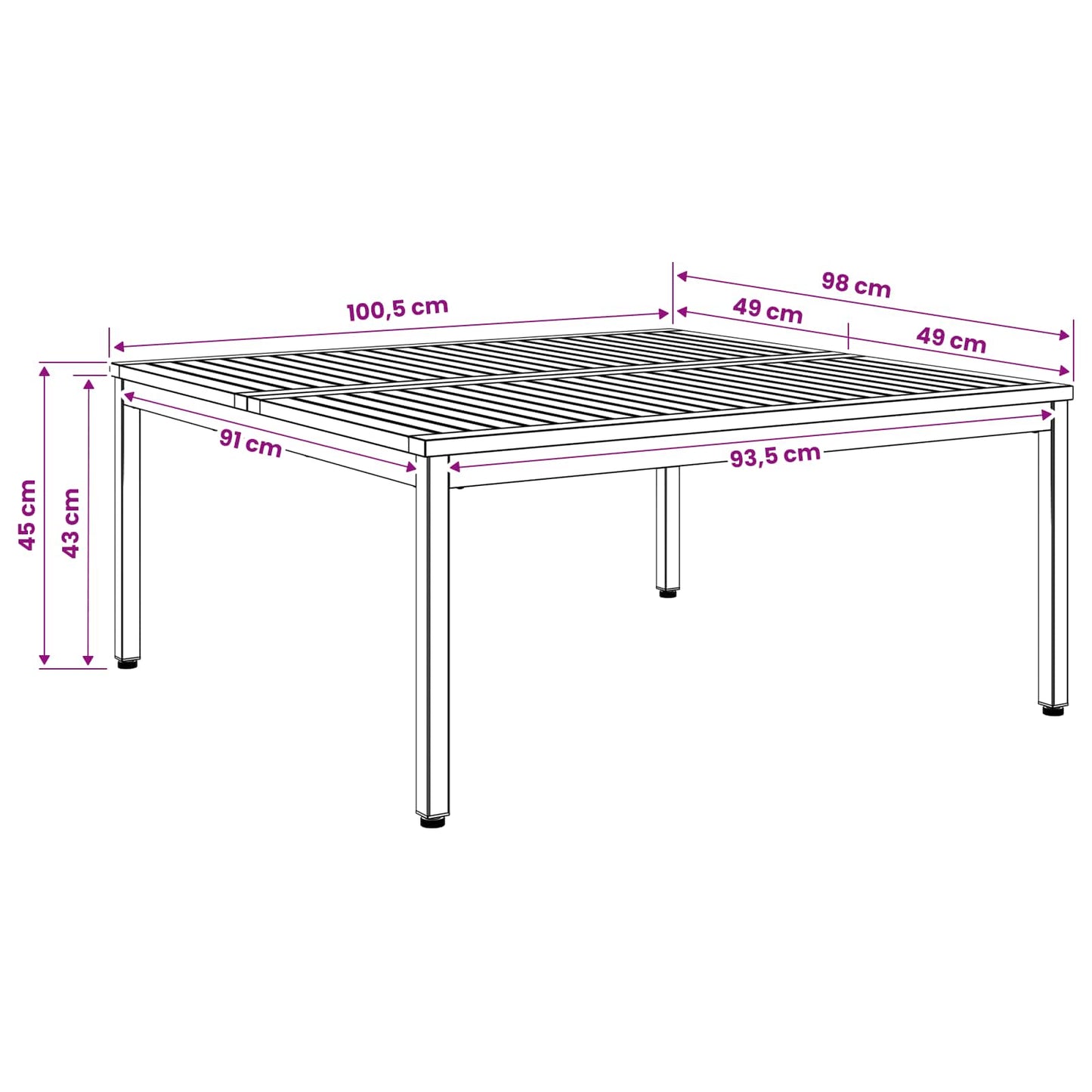 Coffee Table Natural and Black 100 x 100.5 x 45 cm