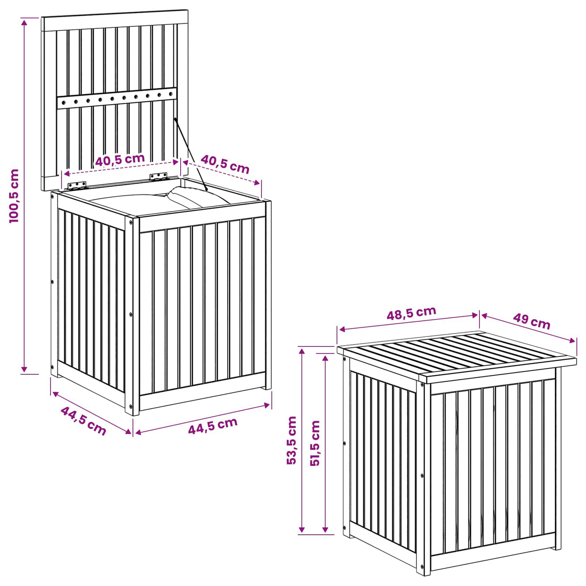Garden Storage Box LAREN Solid Acacia Wood 48.5 x 49 x 53.5 cm