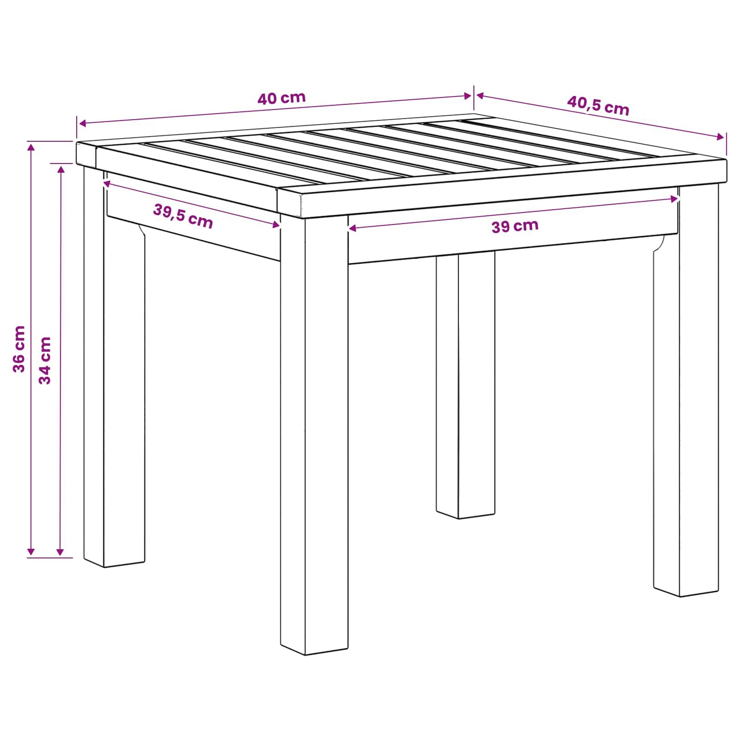 Coffee Table White 40 x 40.5 x 36 cm Solid Acacia Wood