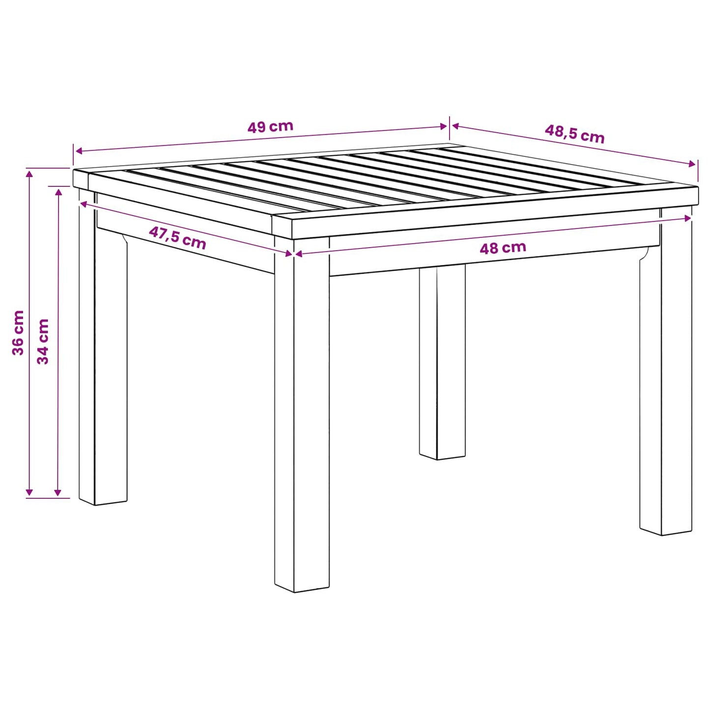 Coffee Table White 50 x 48.5 x 36 cm Solid Acacia Wood