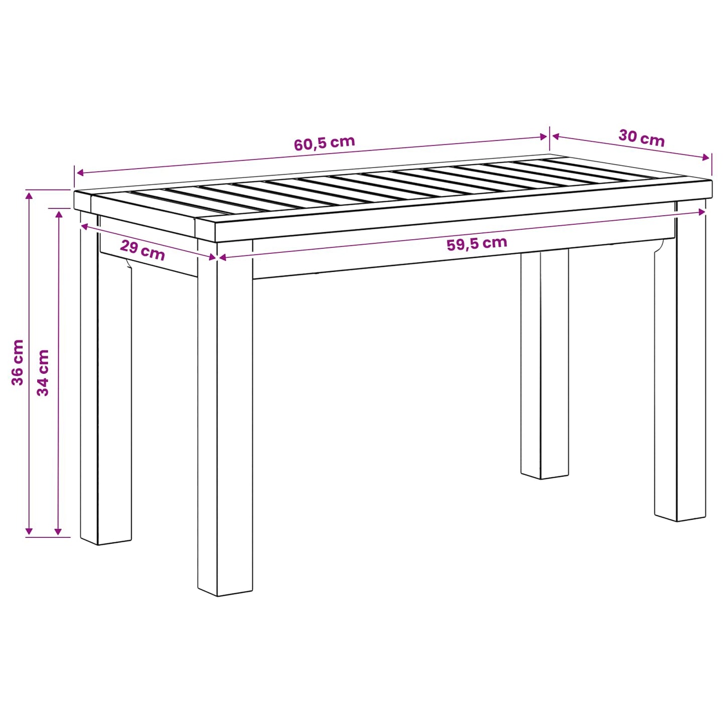Coffee Table White 60.5 x 30 x 36 cm Solid Acacia Wood