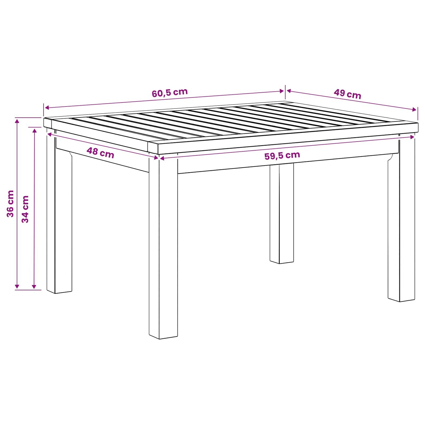 Coffee Table White 50 x 60.5 x 36 cm Solid Acacia Wood