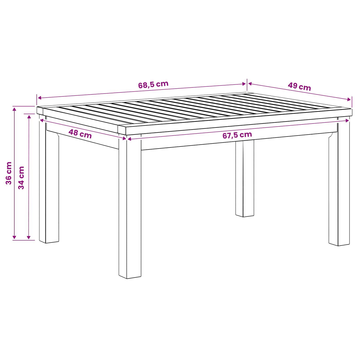 Coffee Table White 49 x 68.5 x 36 cm Solid Acacia Wood