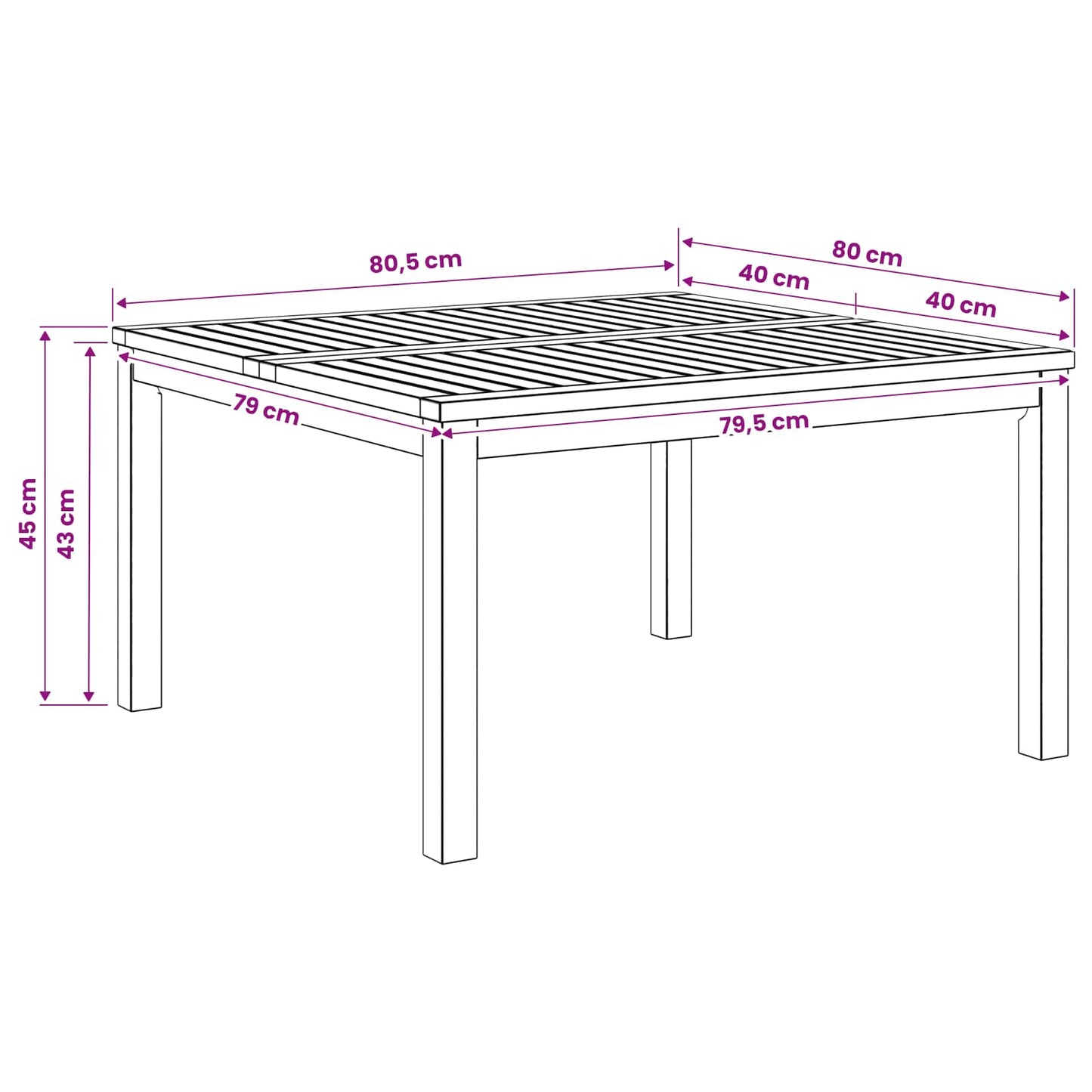Coffee Table White 80 x 80.5 x 45 cm Solid Acacia Wood
