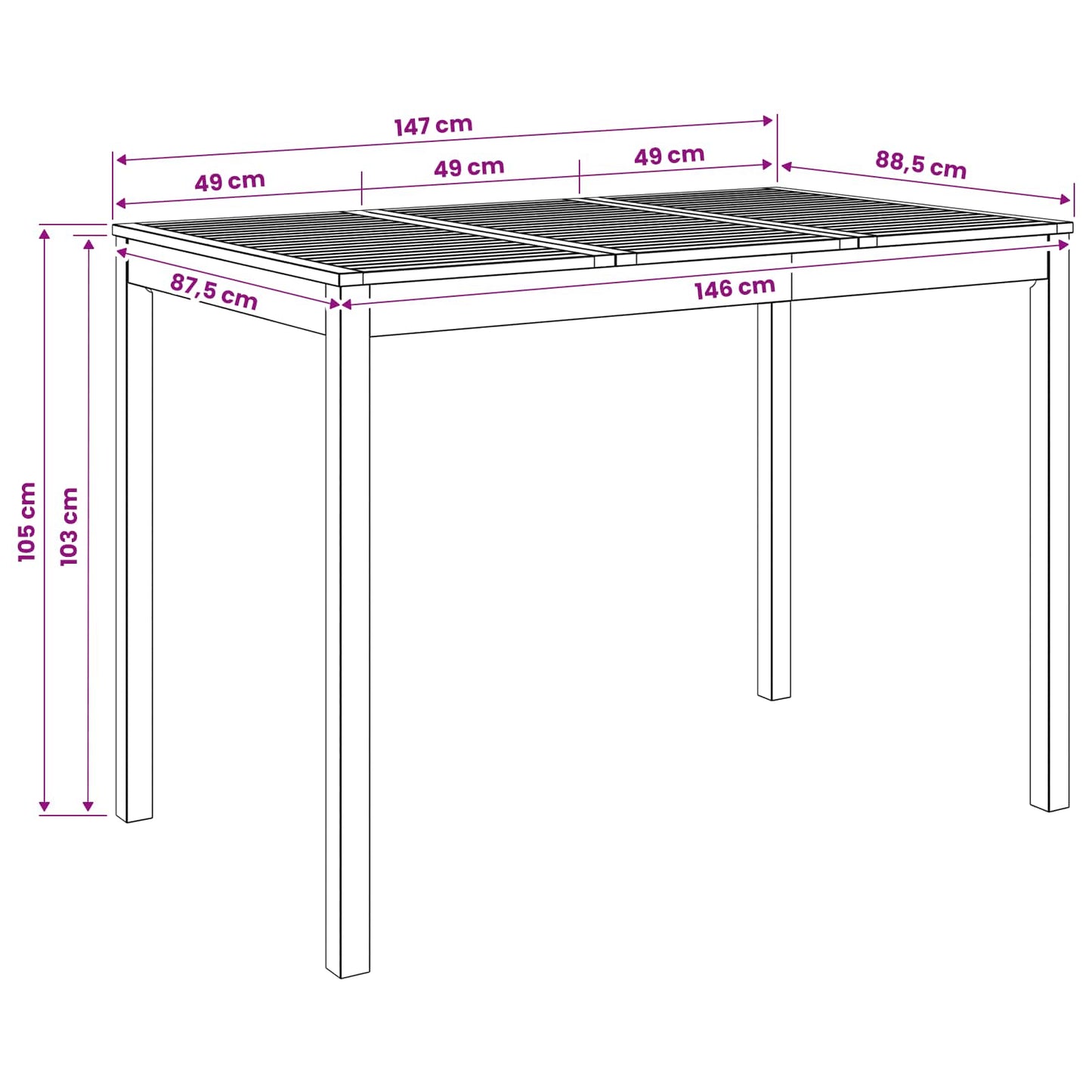 Garden Bar Table White 147 x 88.5 x 105 cm Solid Acacia Wood