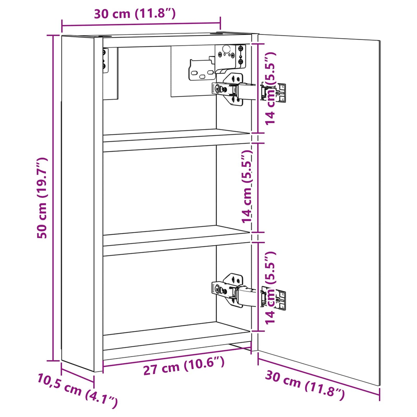 Bathroom Mirror Cabinet Artisian Oak 30 x 10.5 x 50 cm