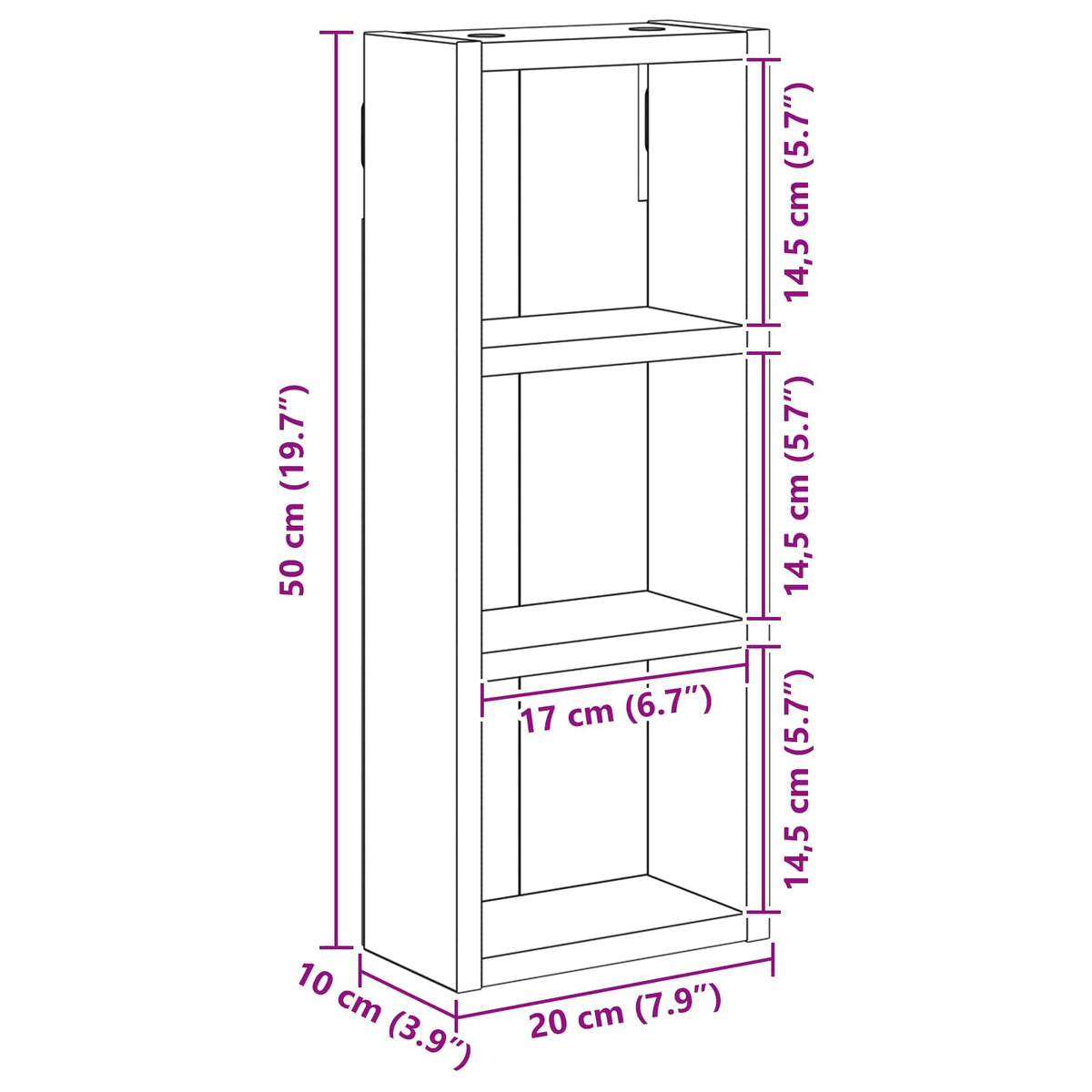 Bathroom Wall Cabinet Old Wood 20 x 10 x 50 cm Engineered wood