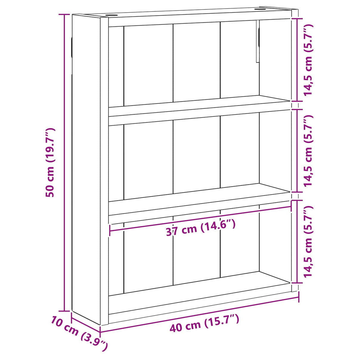 Bathroom Wall Cabinet Sonoma Oak 40 x 10 x 50 cm