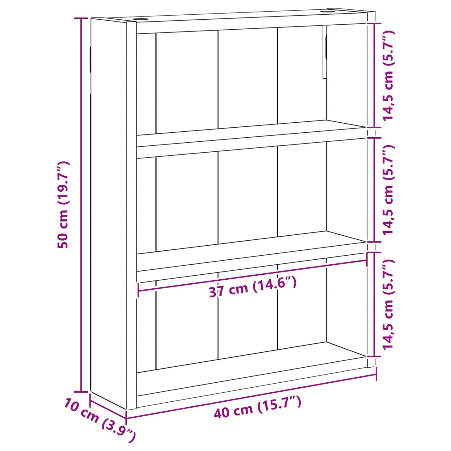Bathroom Wall Cabinet Smoked Oak 40 x 10 x 50 cm