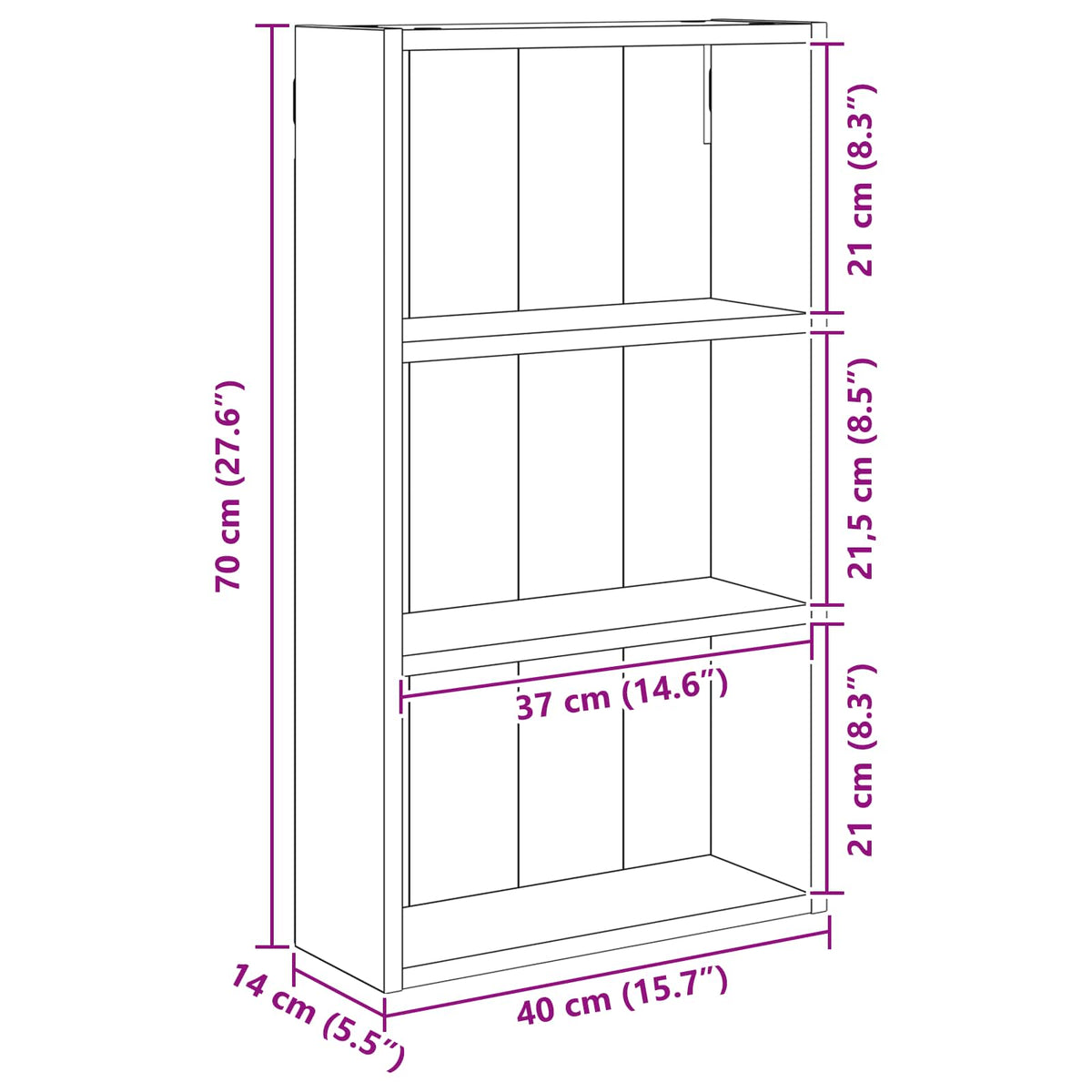 Bathroom Wall Cabinet Artisan Oak 40 x 14 x 70 cm