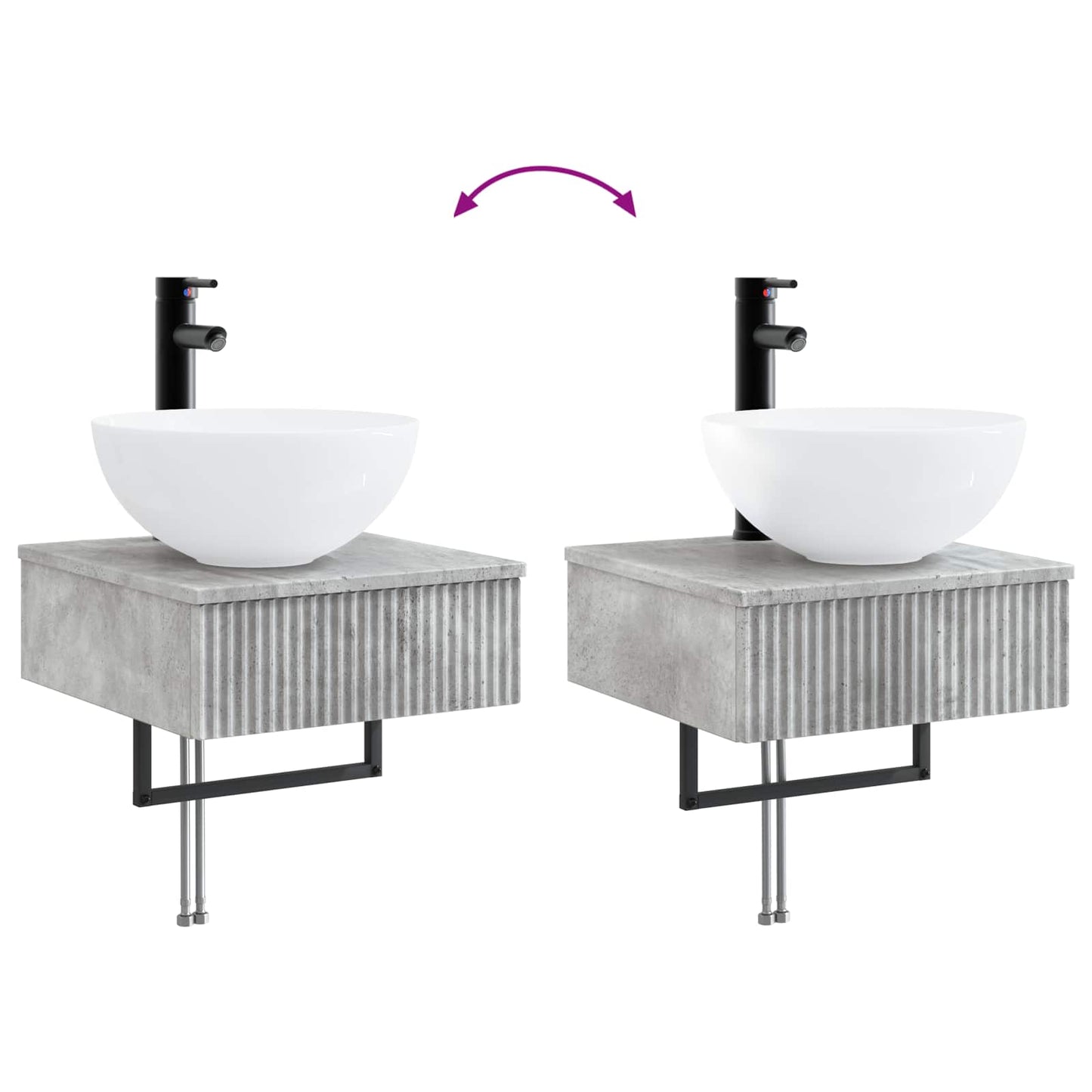 Bathroom Cabinet Set 5 pcs Concrete Grey 43 x 16 x 62.5 cm