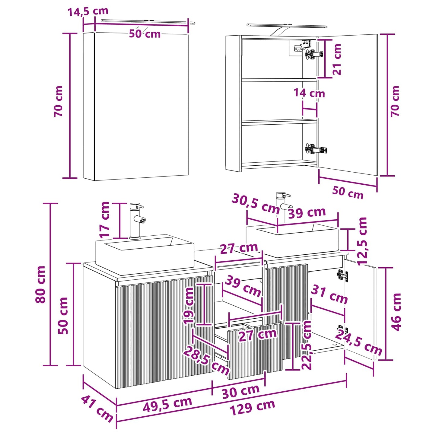 Bathroom Cabinet Set 5 pcs Old Wood Engineered Wood