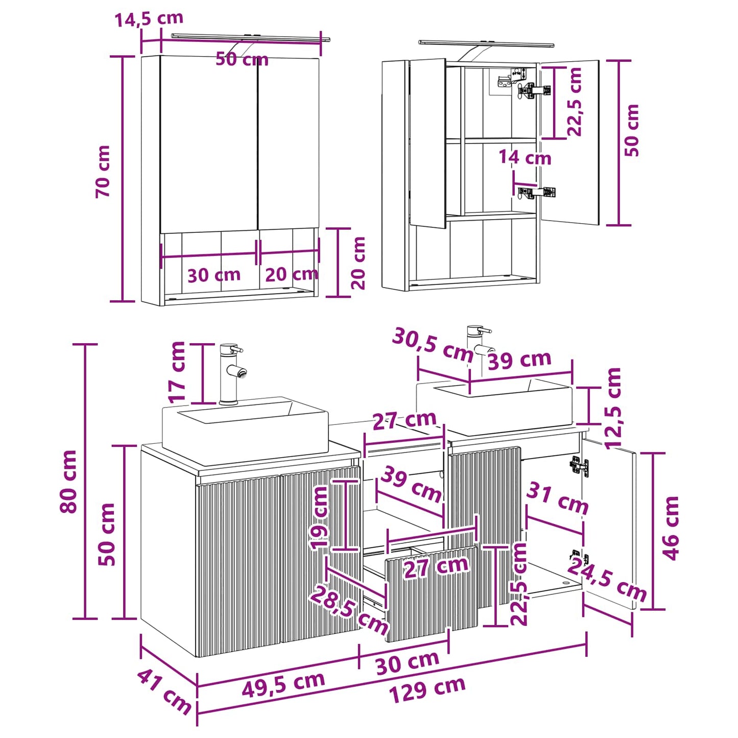 Bathroom Cabinet Set 5 pcs Artisan Oak Engineered Wood