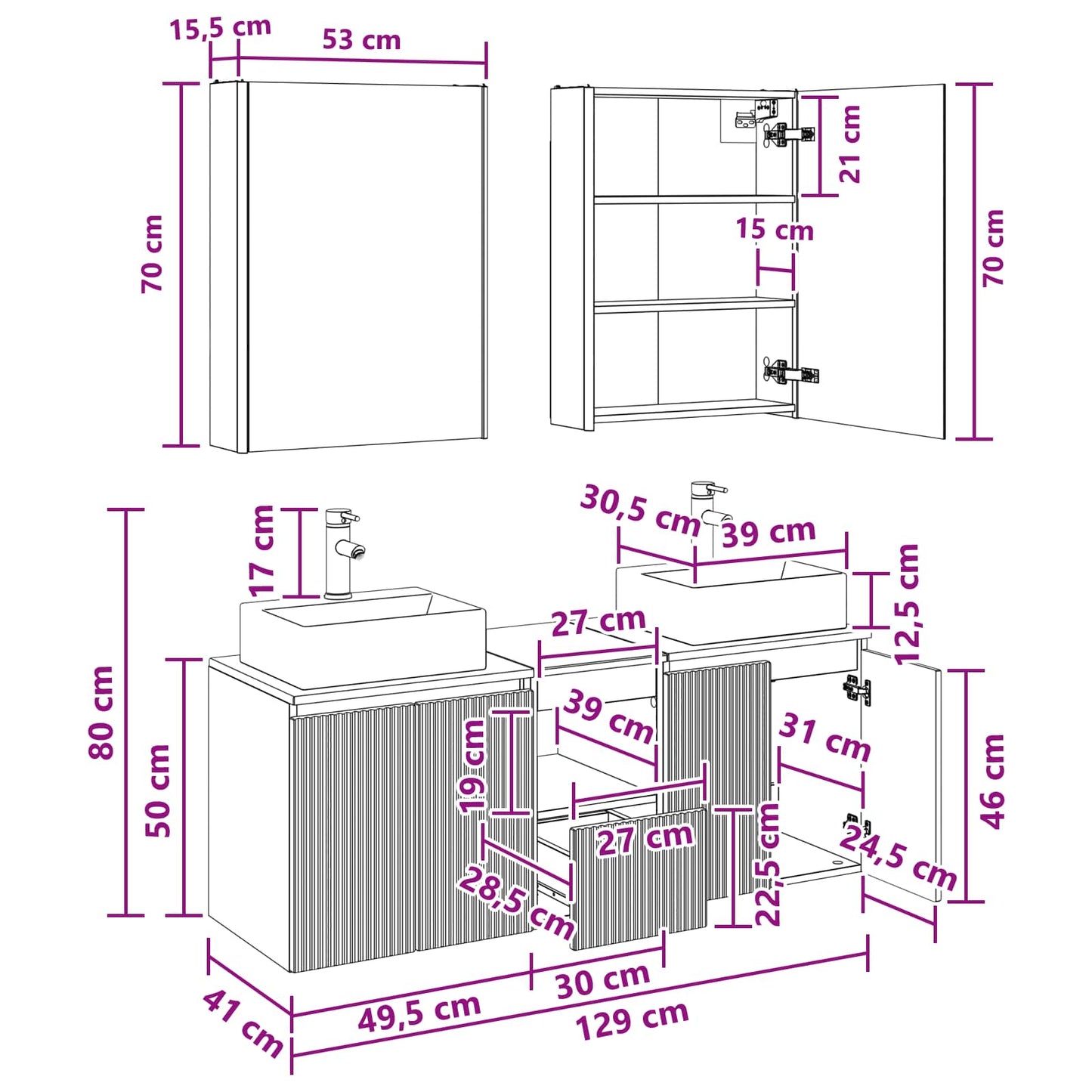 Bathroom Cabinet Set 5 pcs Concrete Grey Engineered Wood