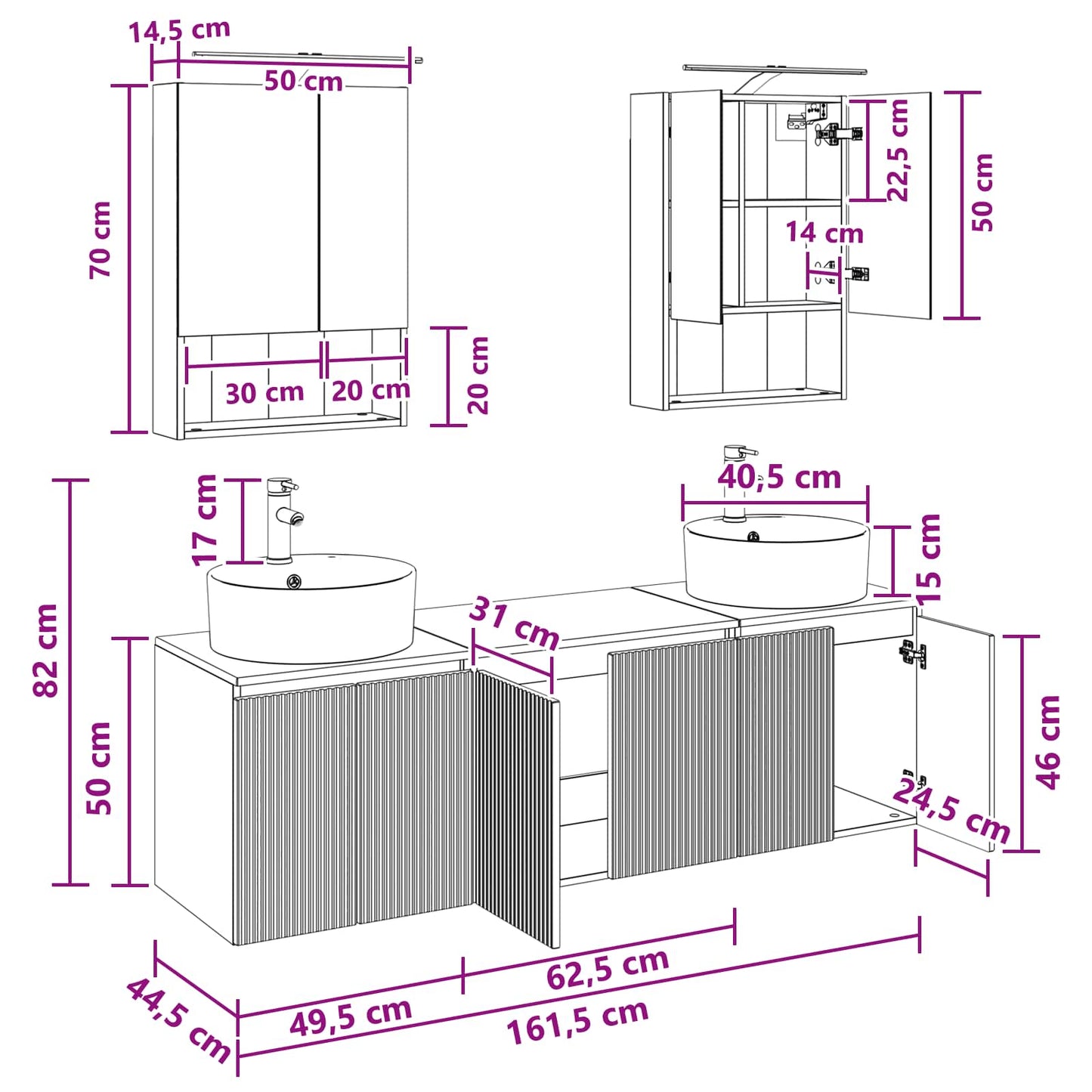 Bathroom Cabinet Set 5 pcs Old Wood Engineered Wood