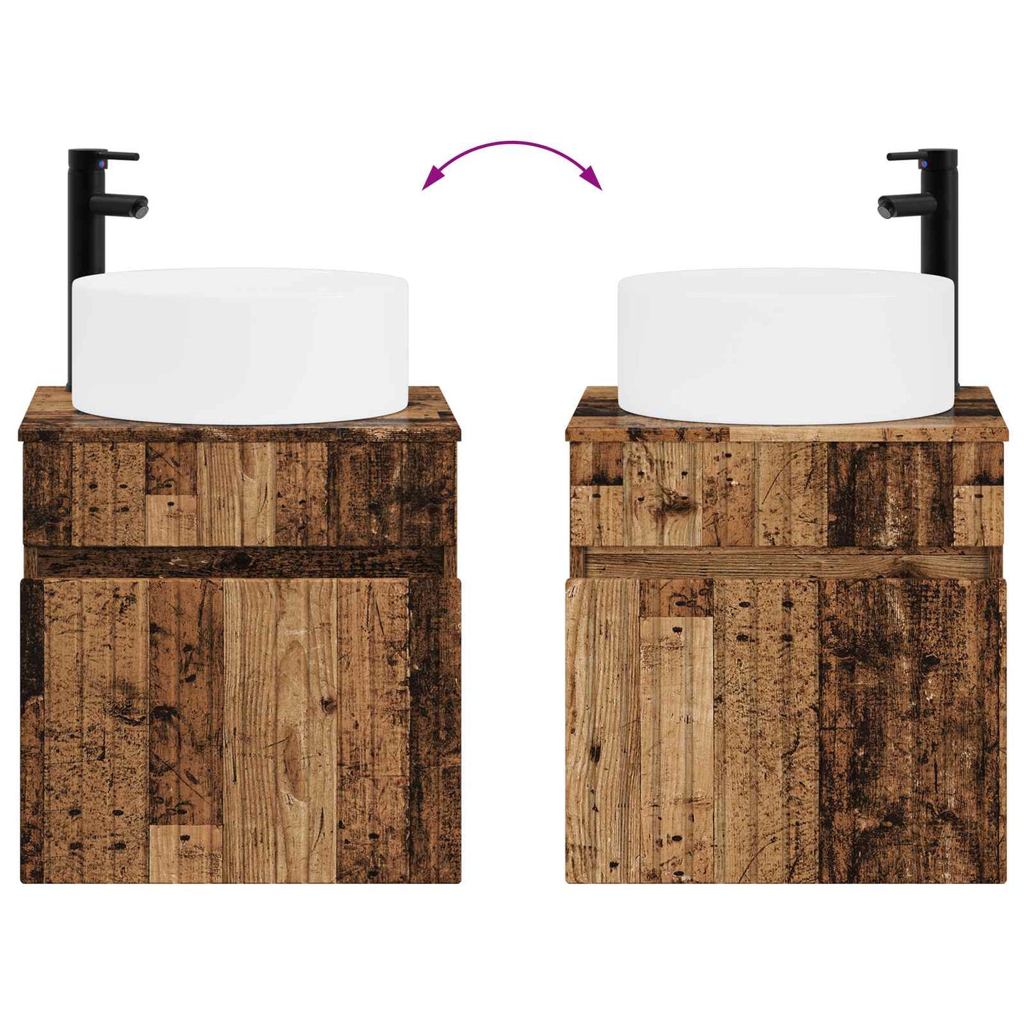 Bathroom Cabinet Set 4 pcs Old Wood 103.5 x 15.5 x 70 cm
