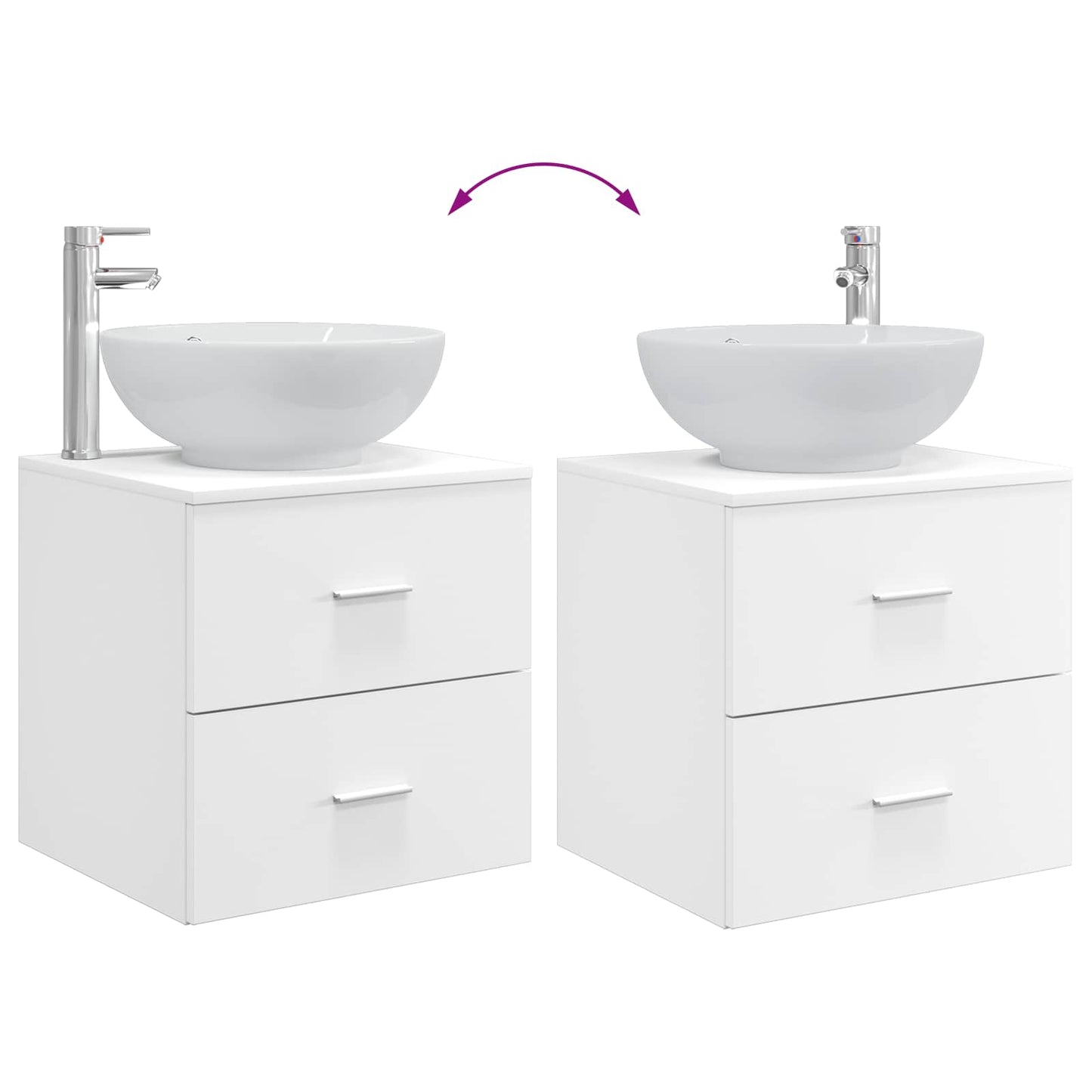 Bathroom Furniture Set 4 pcs White Engineered Wood and Glass