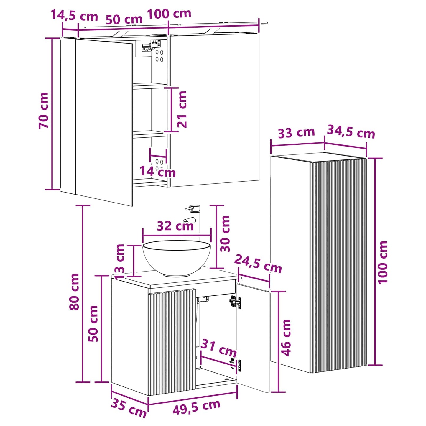 Bathroom Furniture Set 4 pcs Artisan Oak