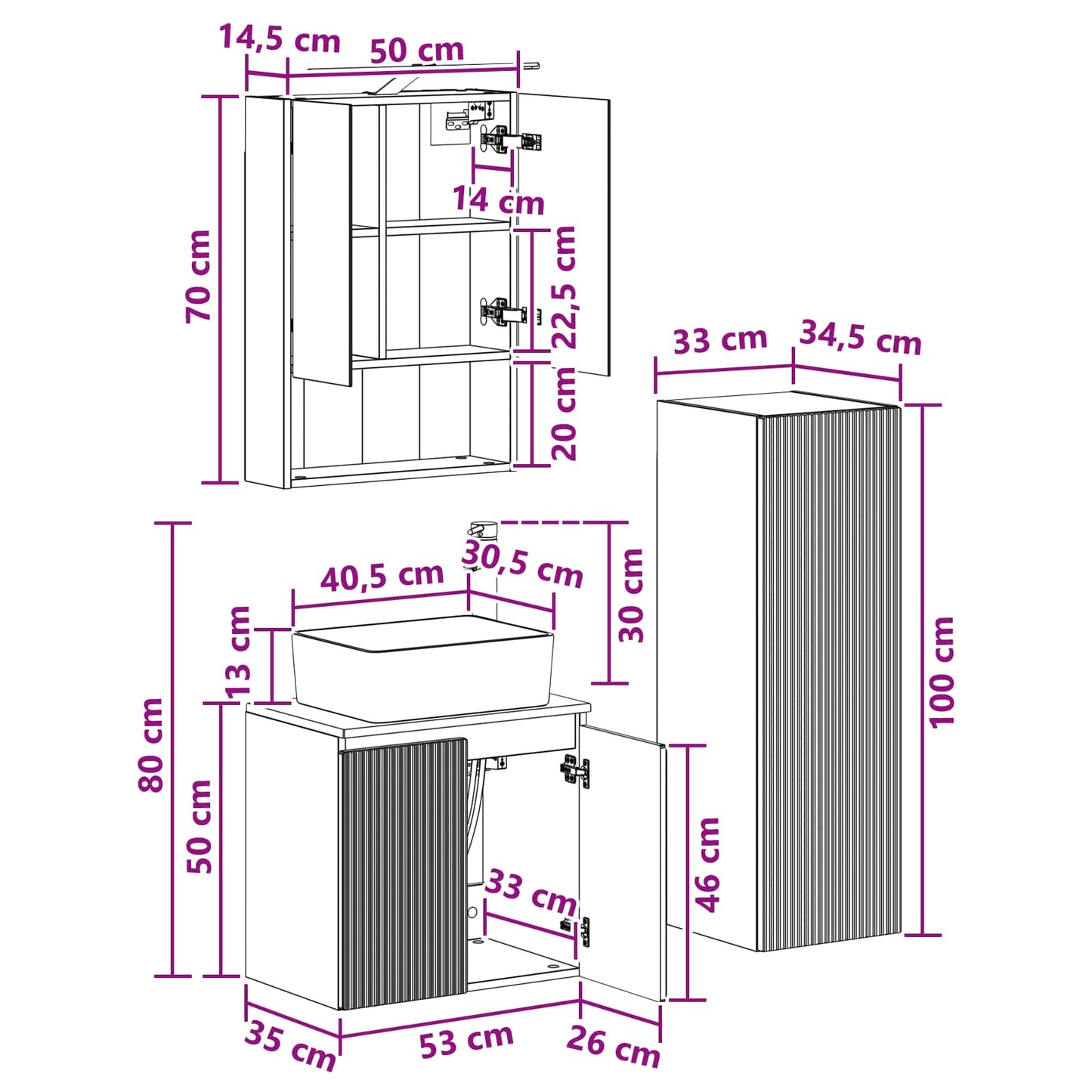 Bathroom Furniture Set 4 pcs Sonoma Oak