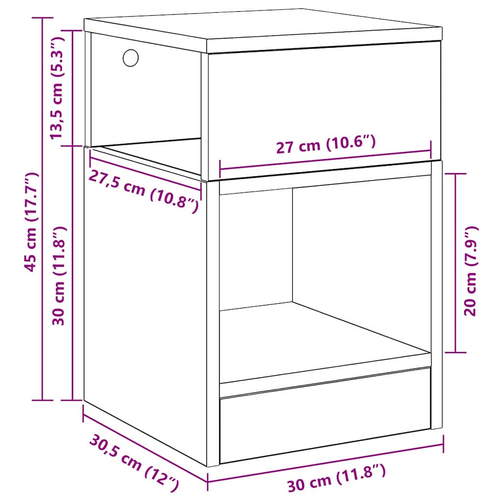 End Table Concrete Grey 30.5 x 30 x 45 cm Engineered Wood