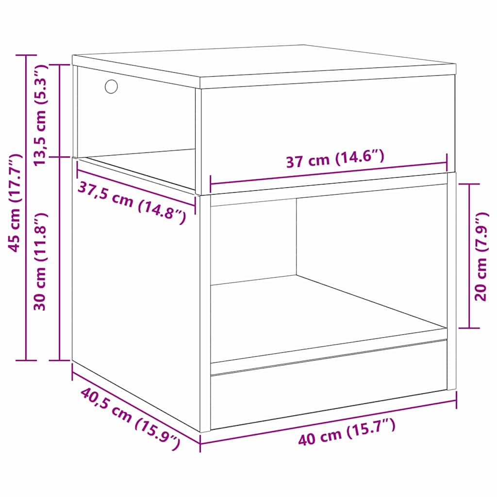 End Table White 40.5 x 40 x 45 cm Engineered Wood