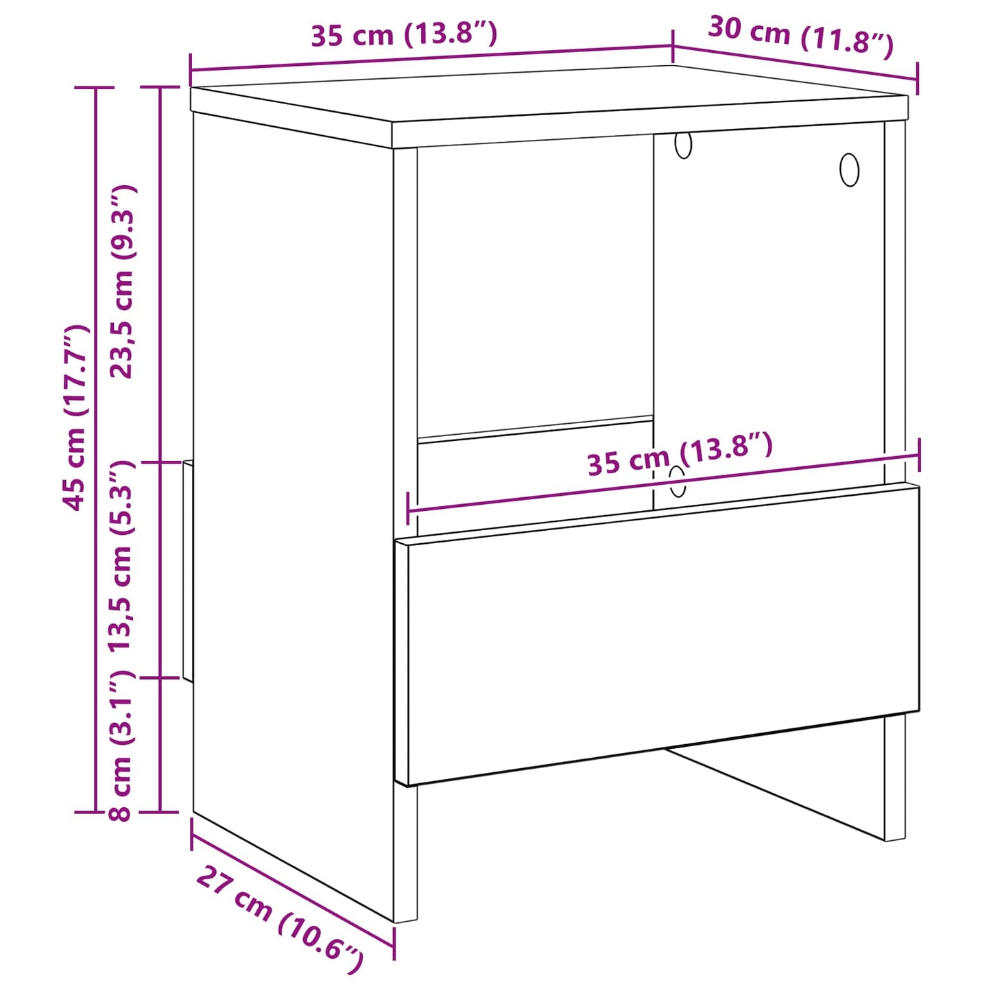 Magazine Rack Black Oak 35 x 30 x 45 cm