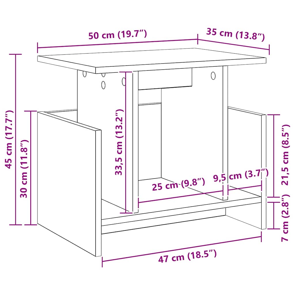 TV Stand 50 x 35 x 45 cm Sonoma Oak Engineered Wood