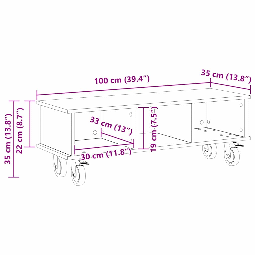 TV Stand 100 x 35 x 35 cm Grey Sonoma Engineered Wood
