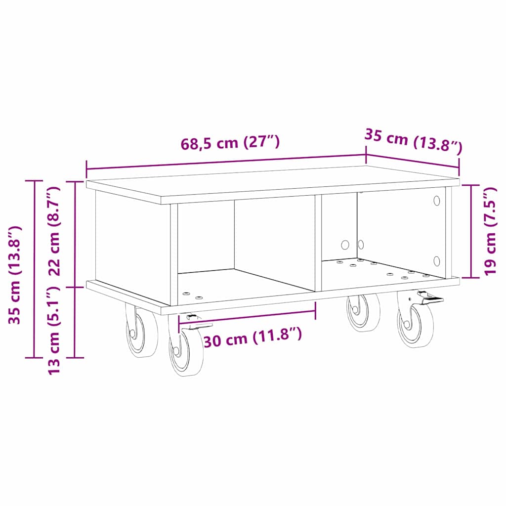 TV Stand 68.5 x 35 x 35 cm White Engineered Wood