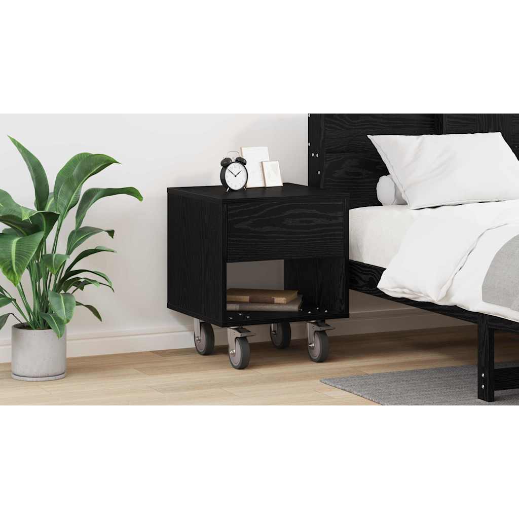 Bedside Table Black Oak 40.5 x 40 x 48 cm Engineered Wood