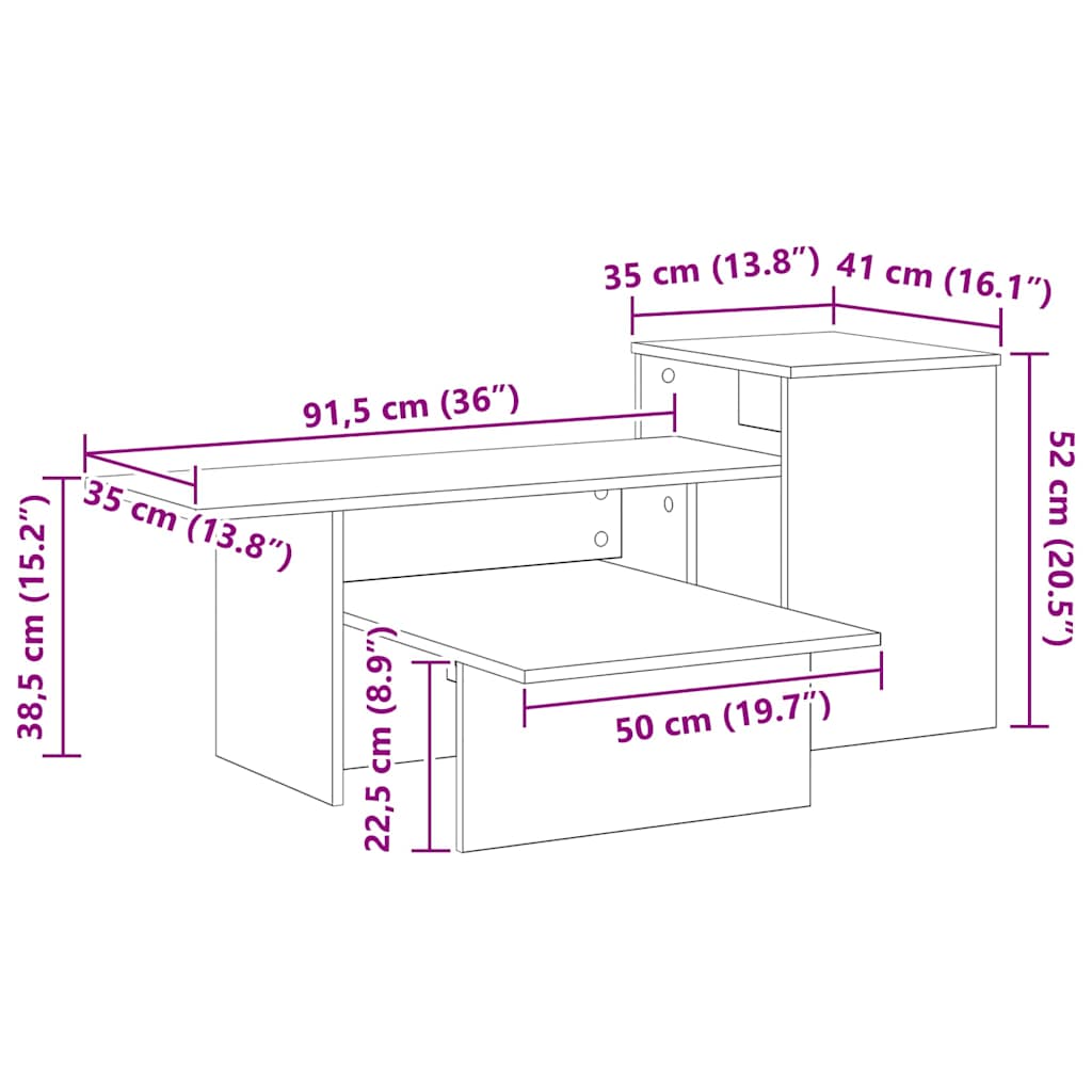 Console Table Smoked Oak 91.5 x 35 x 38.5 cm Engineered Wood