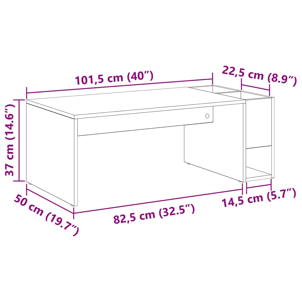 Coffee Table Black Oak 101.5 x 50 x 37 cm Engineered Wood