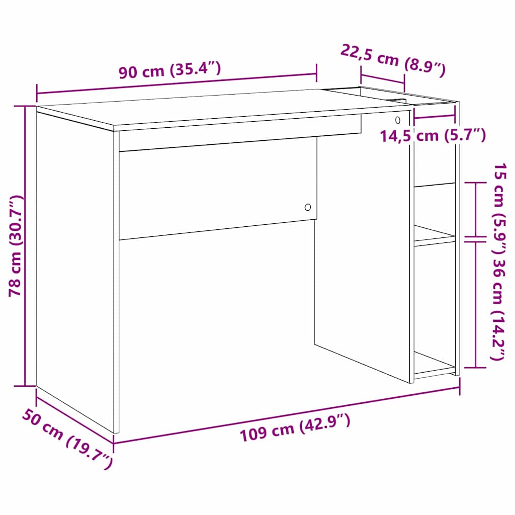 Desk Concrete Grey Engineered Wood 109 x 50 x 78 cm