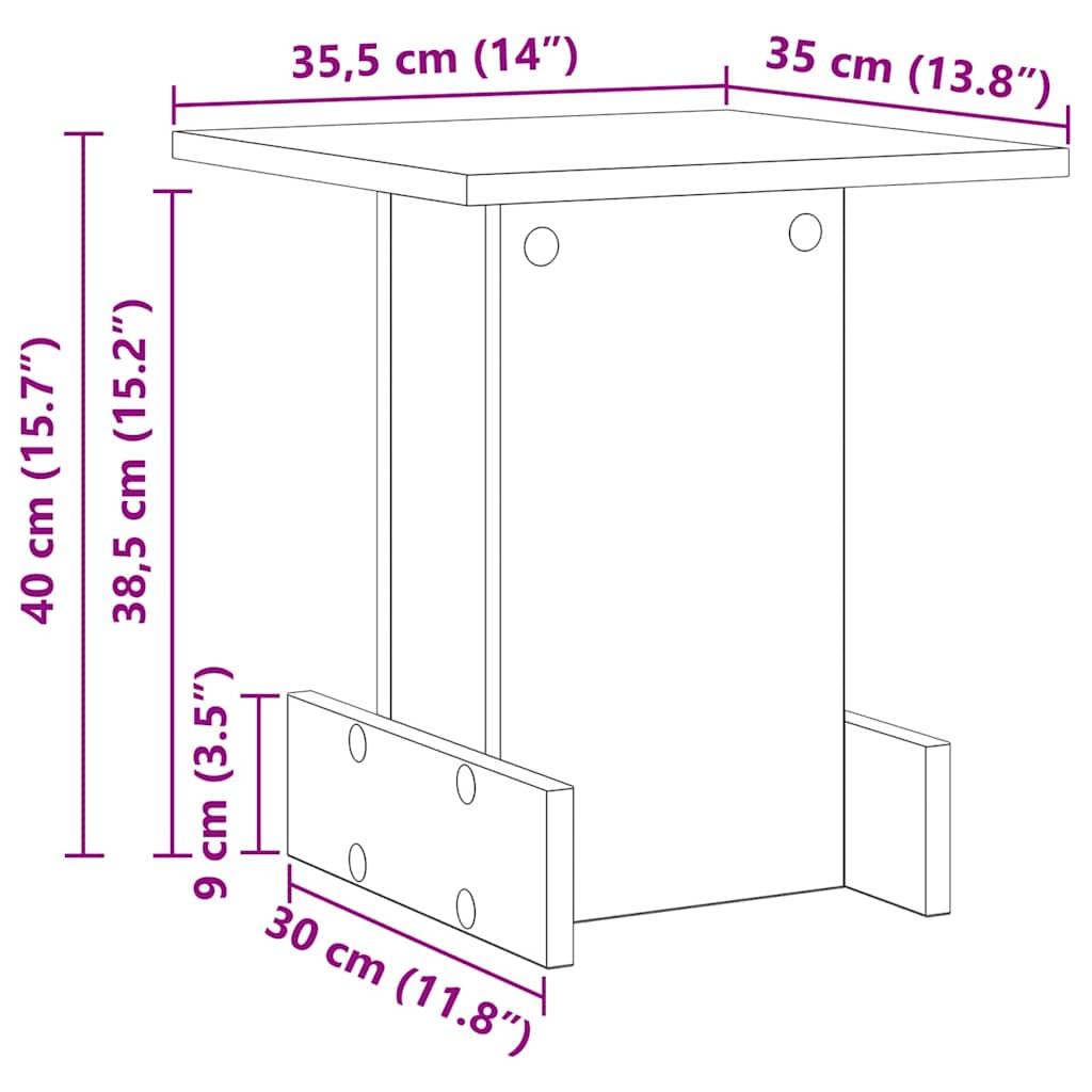 End Table Grey Sonoma 35.5 x 35 x 40 cm Engineered Wood
