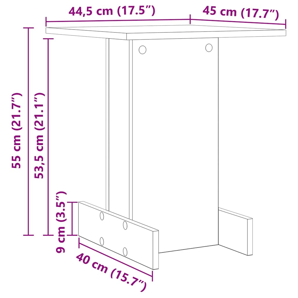 End Table White 44.5 x 45 x 55 cm Engineered Wood