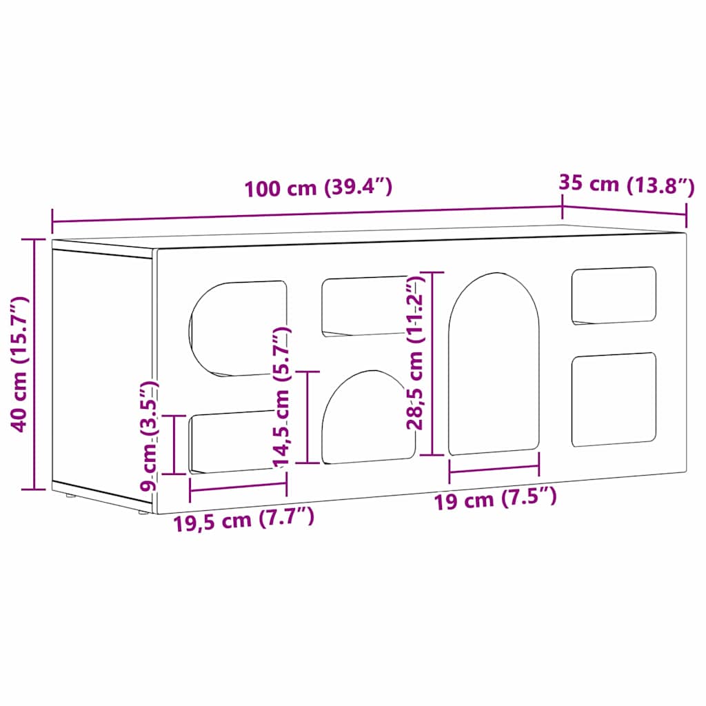 TV Cabinet ELST 100 x 35 x 40 cm White Engineered Wood