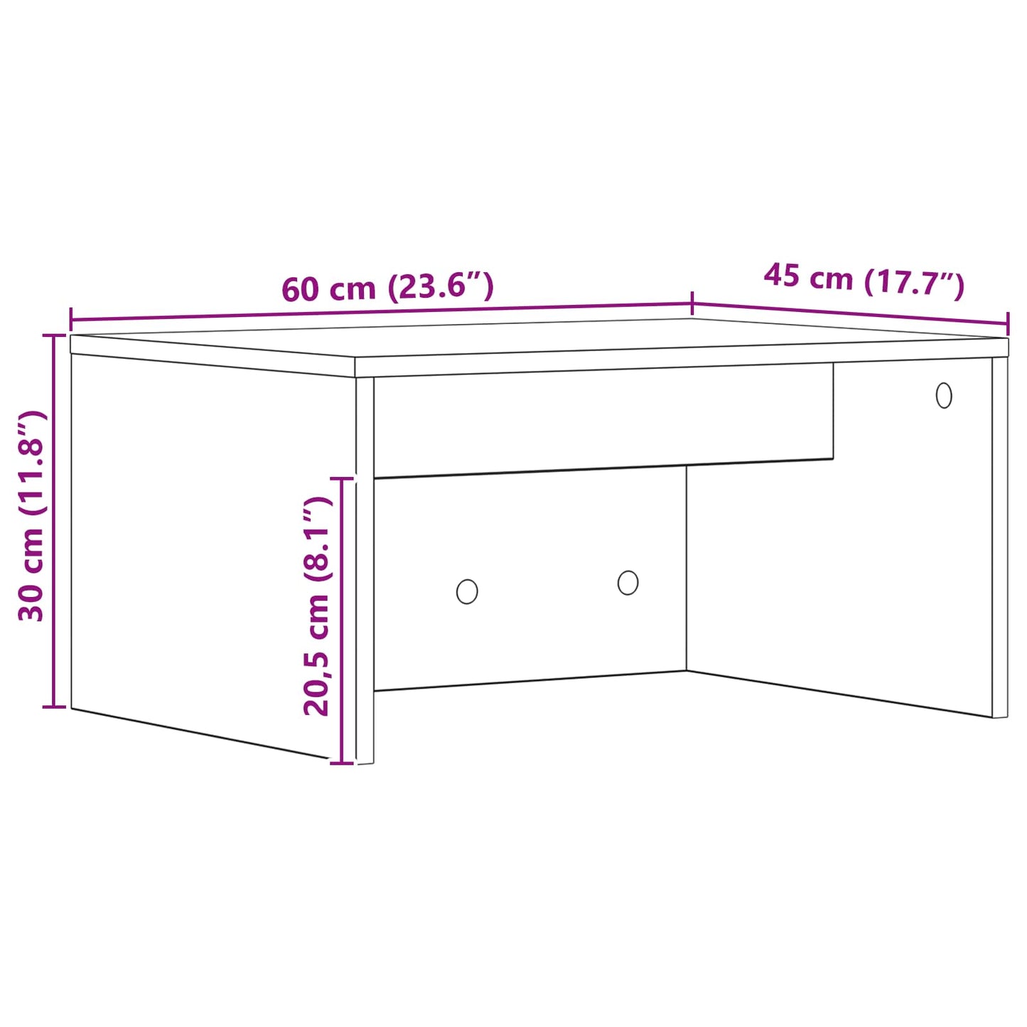 Wall-Mounted Desk Black Oak Engineered Wood 60 x 45 x 30 cm