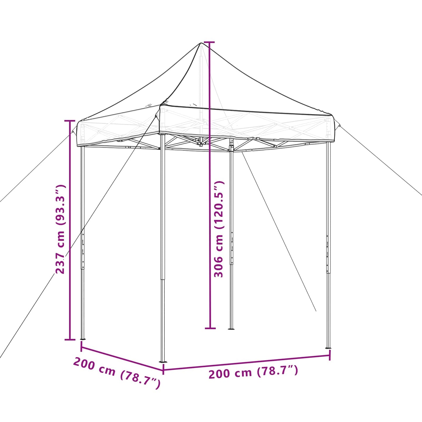 Party Tent Folding Orange 200 x 200 x 306 cm Oxford Fabric