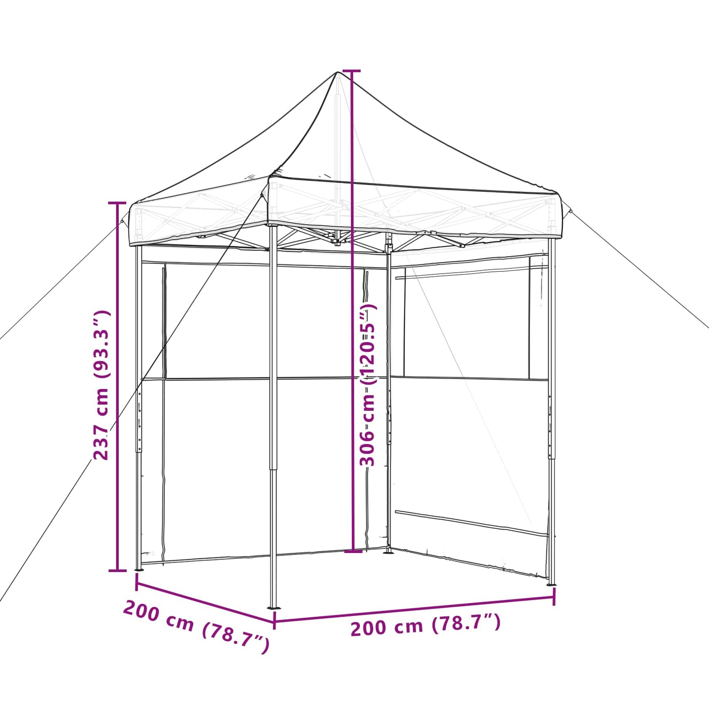 Party Tent Folding Brown 200 x 200 x 306 cm Oxford Fabric